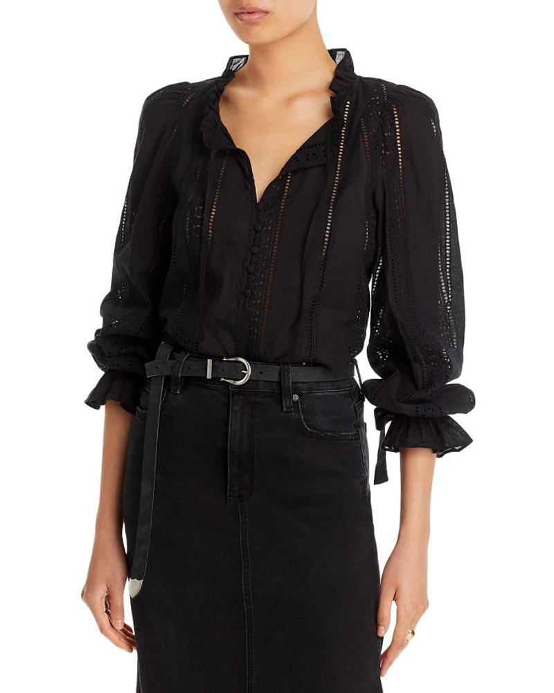 Cotton Lace Inset Blouse - Exclusive