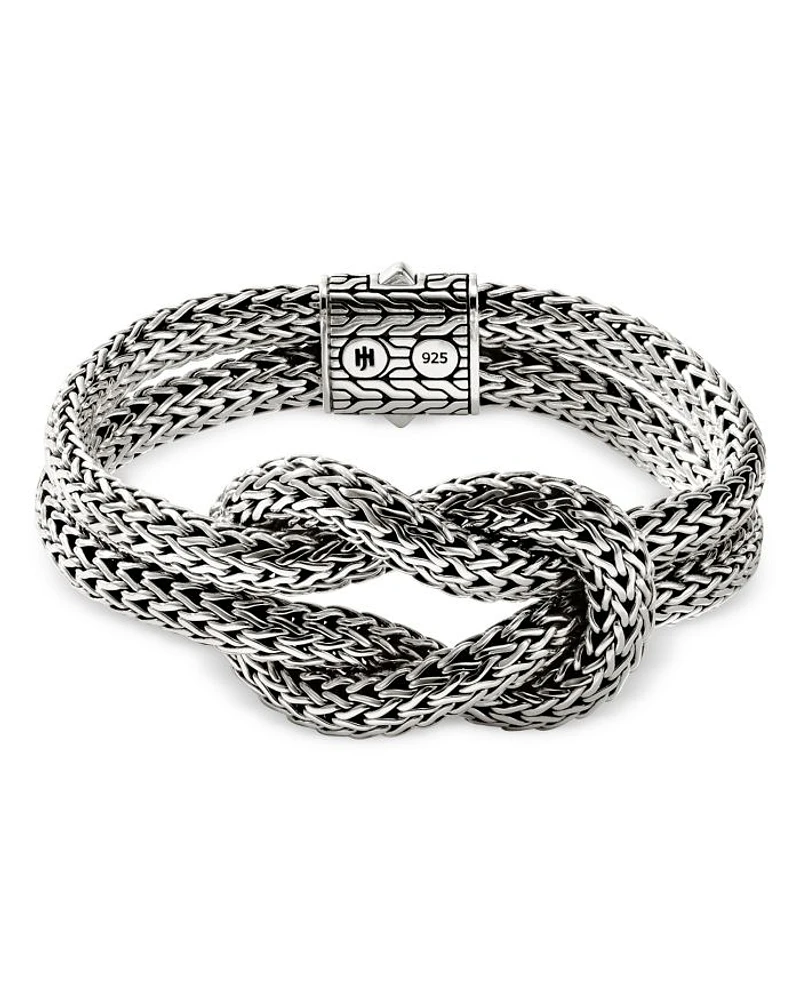 Sterling Silver Classic Chain Love Knot Woven Link Bracelet
