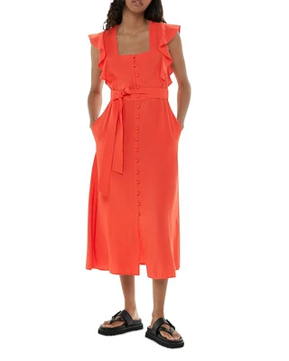 Sophie Belted Flutter Sleeve Midi Dress