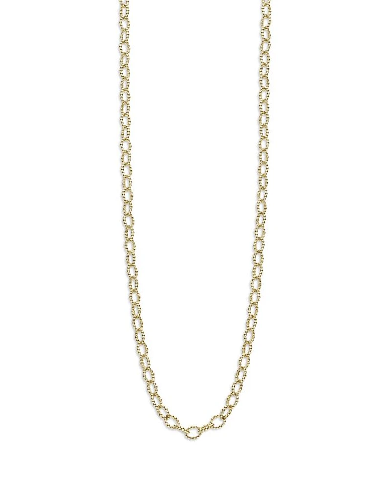 18K Yellow Gold Signature Caviar Beaded Oval Link Necklace, 18"