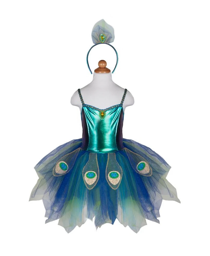 Pretty Peacock Dress and Headband - Ages 5-6