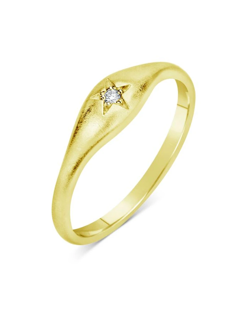 14K Yellow Gold Diamond Star Ring