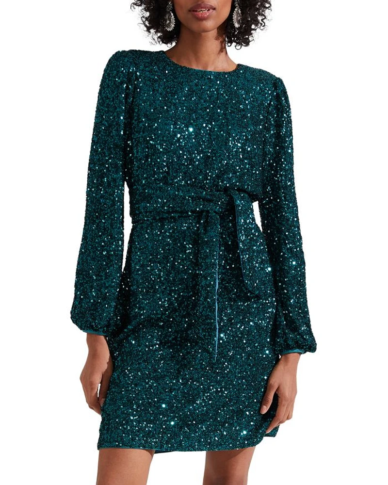 Bette Tie-Waist Sequin Dress