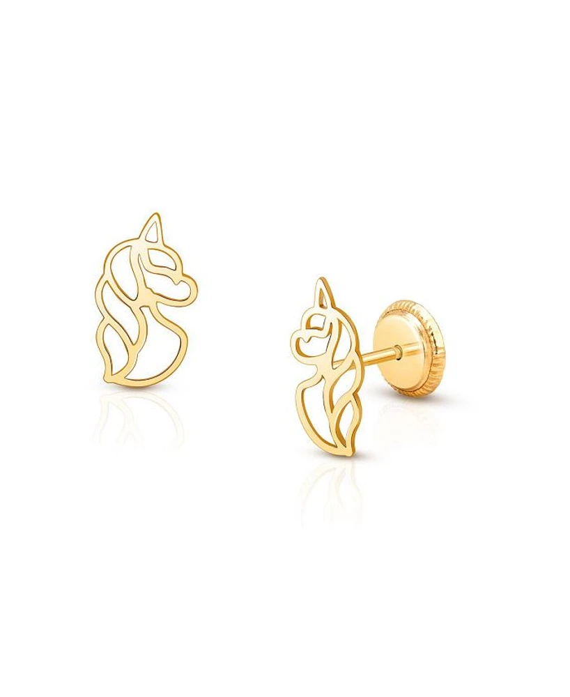 Girls' 14K Gold Unicorn Dreams Studs Screw Back Earrings - Baby, Little Kid, Big Kid