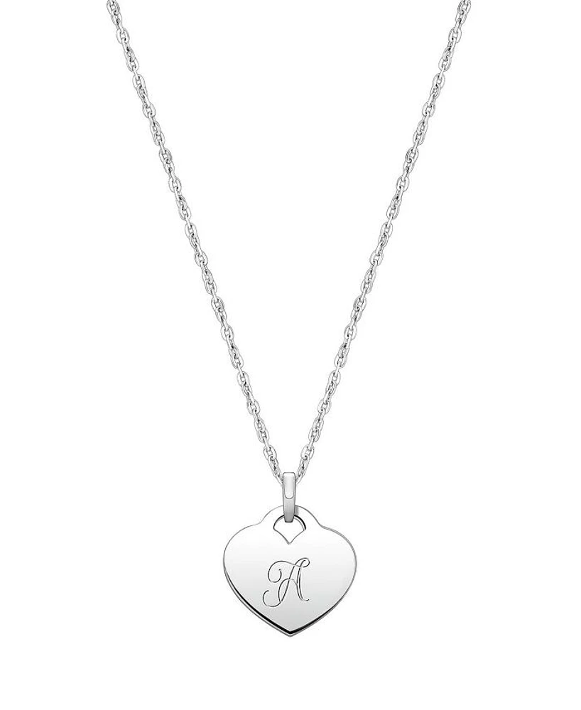 Girls' Sterling Silver Baby Heart & Engraved Initial 13-14" Necklace - Children