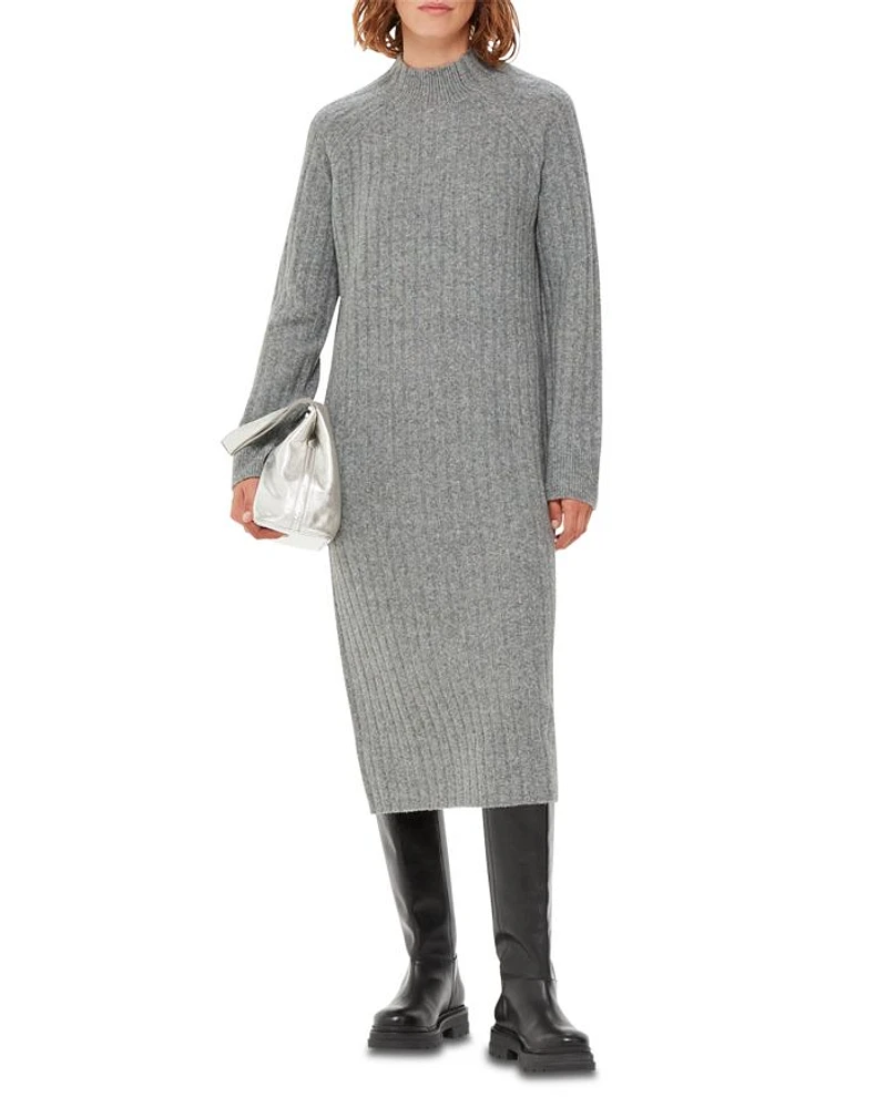 Ribbed Knit Midi Sweater Dress