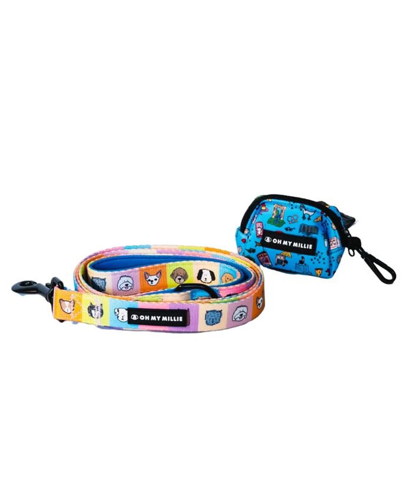 Happy Walking Dog Leash and Poop Bag Holder Set