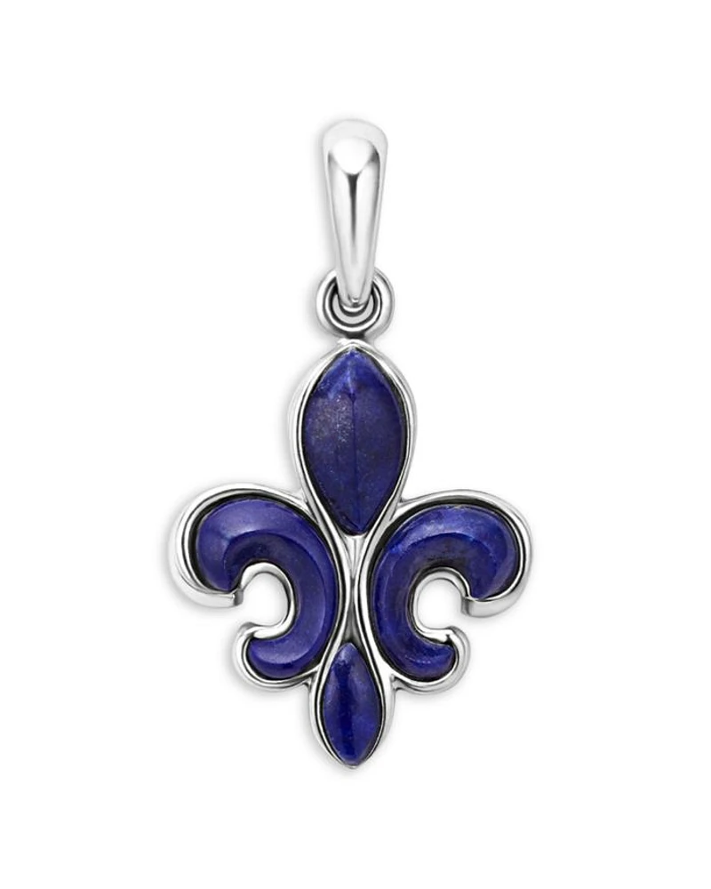 Men's Sterling Silver Anthem Lapis Lazuli Fleur de Lis Pendant - Exclusive