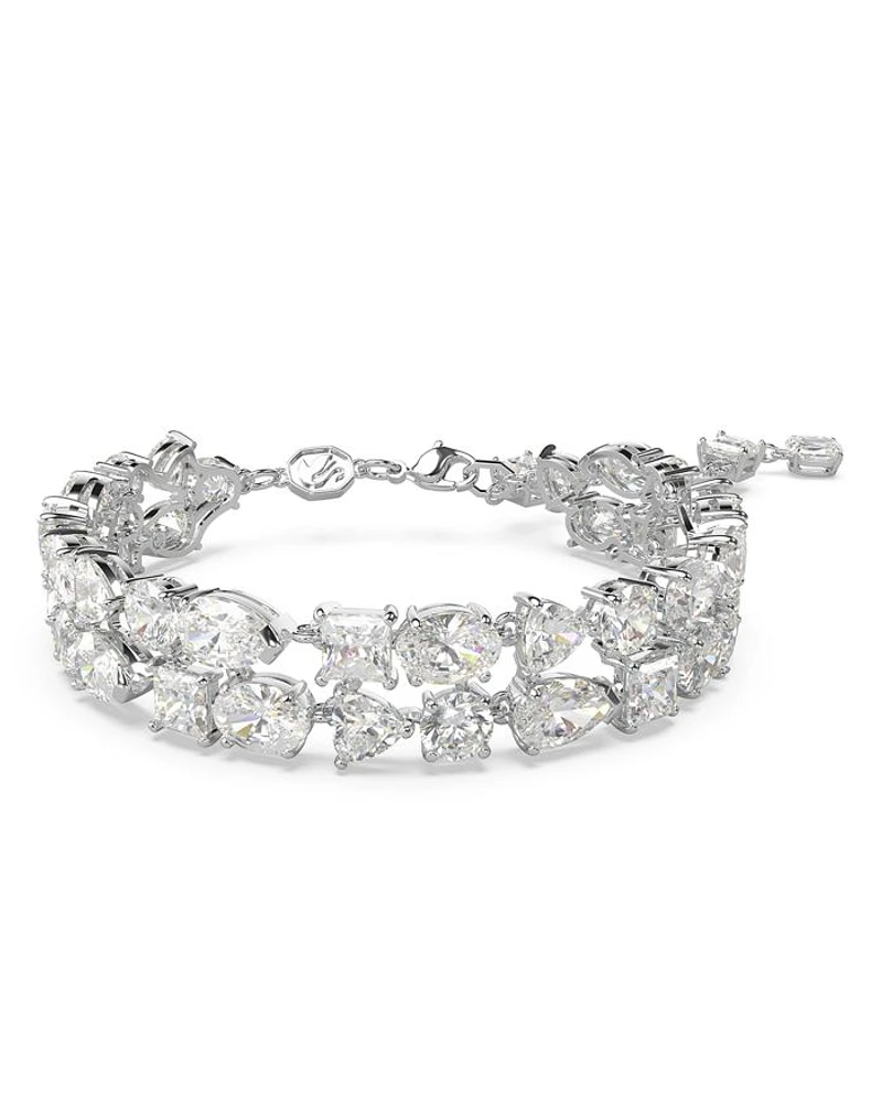 Mesmera Mixed Cut Double Row Bracelet in Rhodium Plated