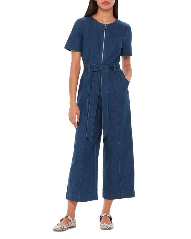 Denim Short Sleeve Jumpsuit