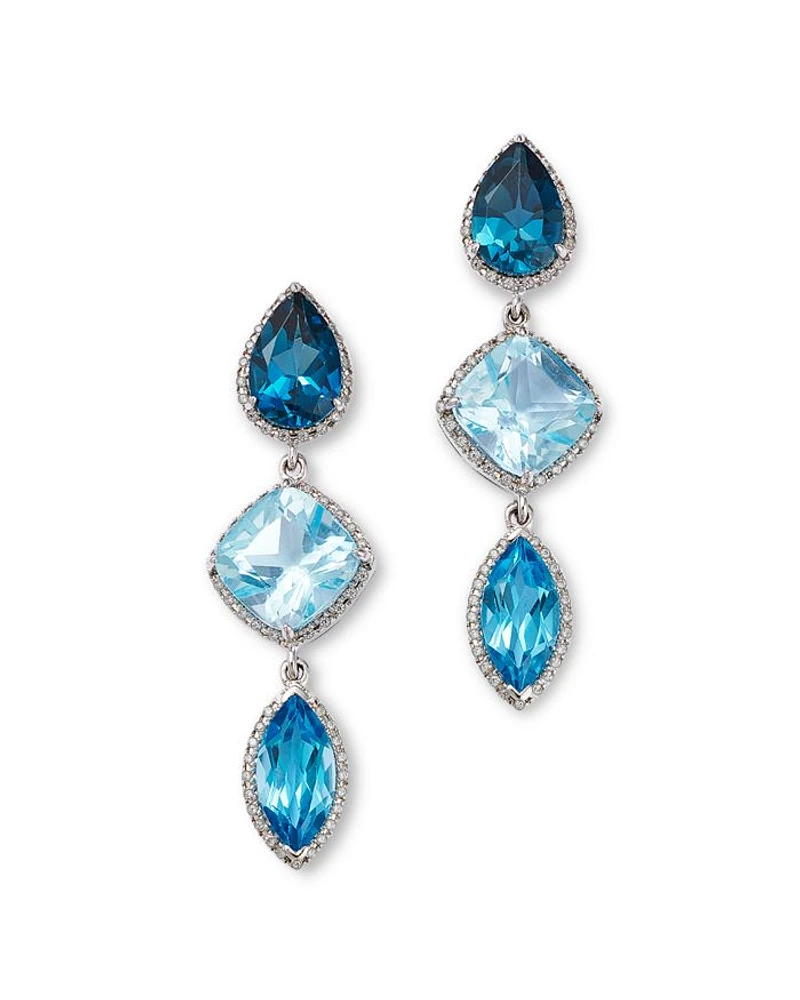 Blue Topaz Linear Drop Earrings in 14K WhiteGold