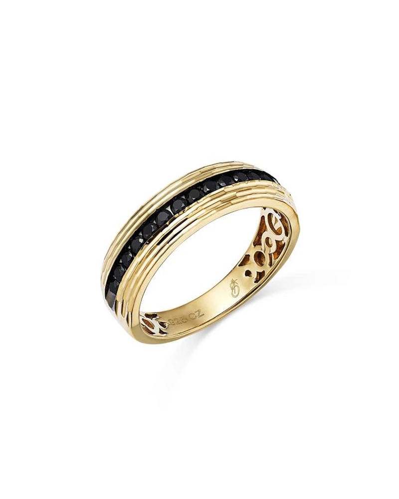 Men's Black Diamond Band in 14K Yellow Gold, 0.50 tcw
