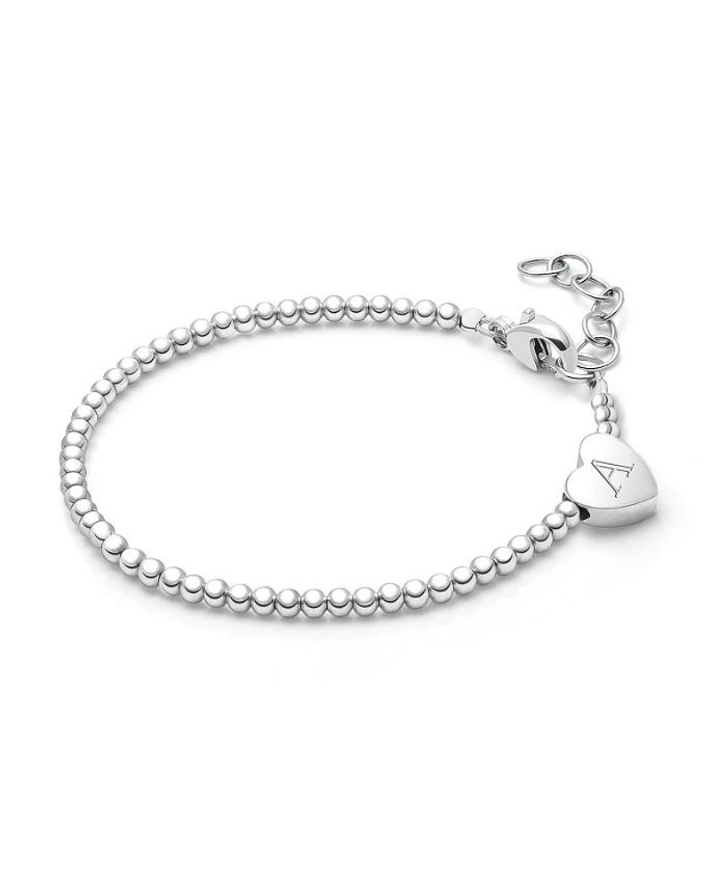 Children's Sterling Silver Dainty Heart & Engraved Initial Girls' 5.25" Bracelet