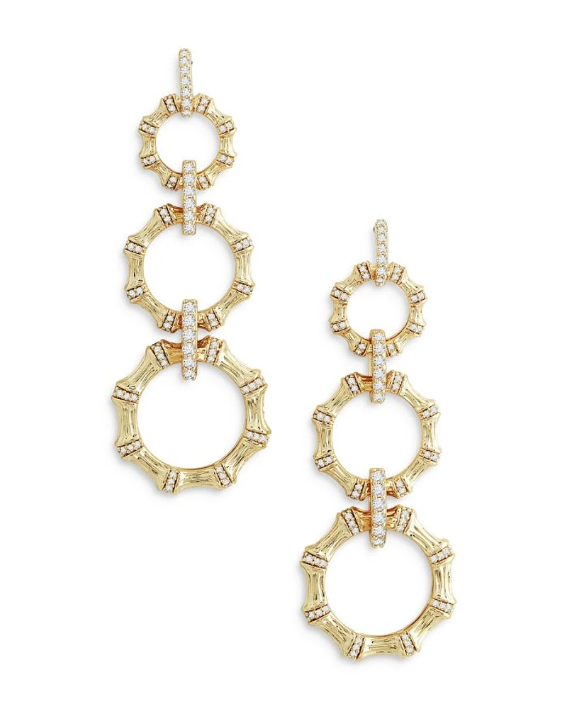 Sculpted Bamboo Chain Earrings in 18K Gold Plated