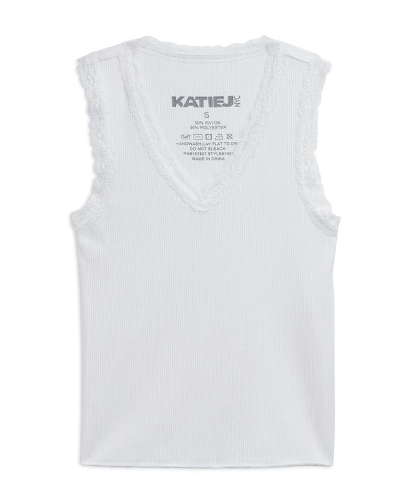 Girls' Rose Lace Trim Tank Top - Big Kid