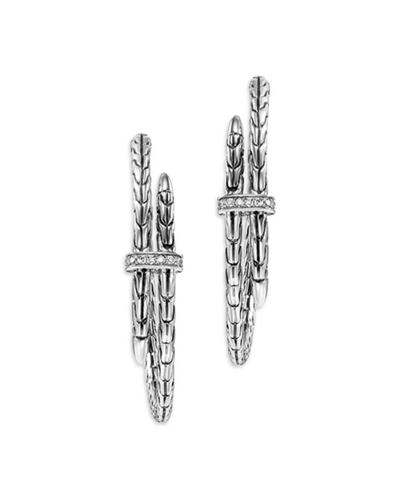 Sterling Silver Diamond Spear Hoop Earrings