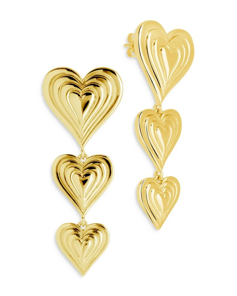 Beating Heart Drop Earrings in 14K Gold Plated