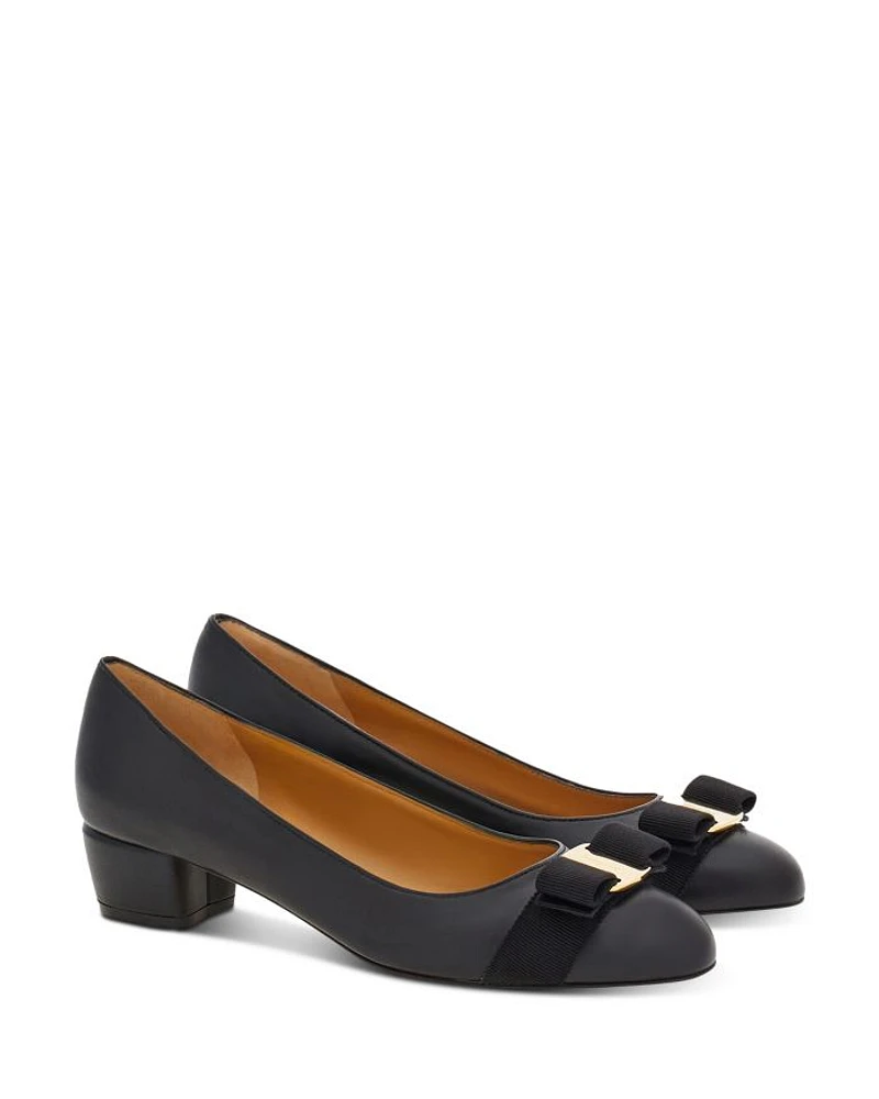 Women's Vara Soft Bow Detail Blue Block Heel Pumps