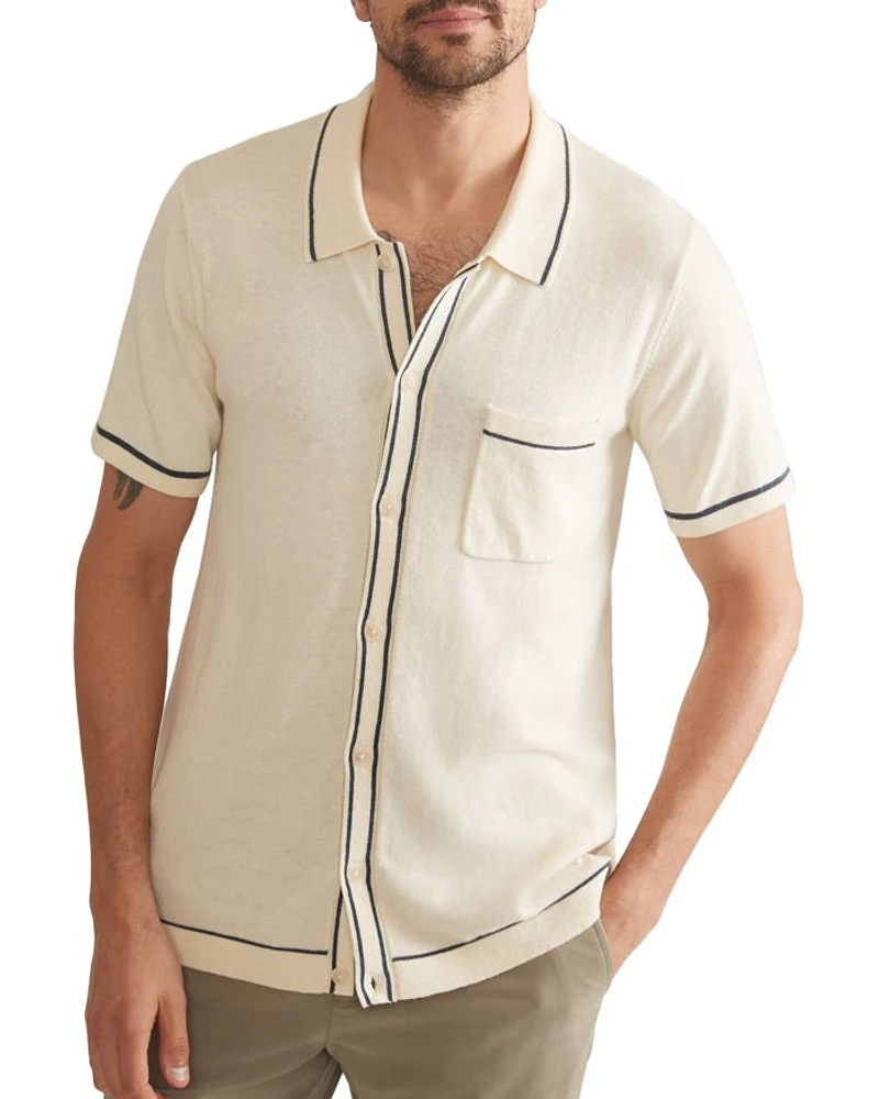 Wyatt Cotton, Nylon, & Merino Wool Tipped Sweater Knit Standard Fit Button Down Shirt
