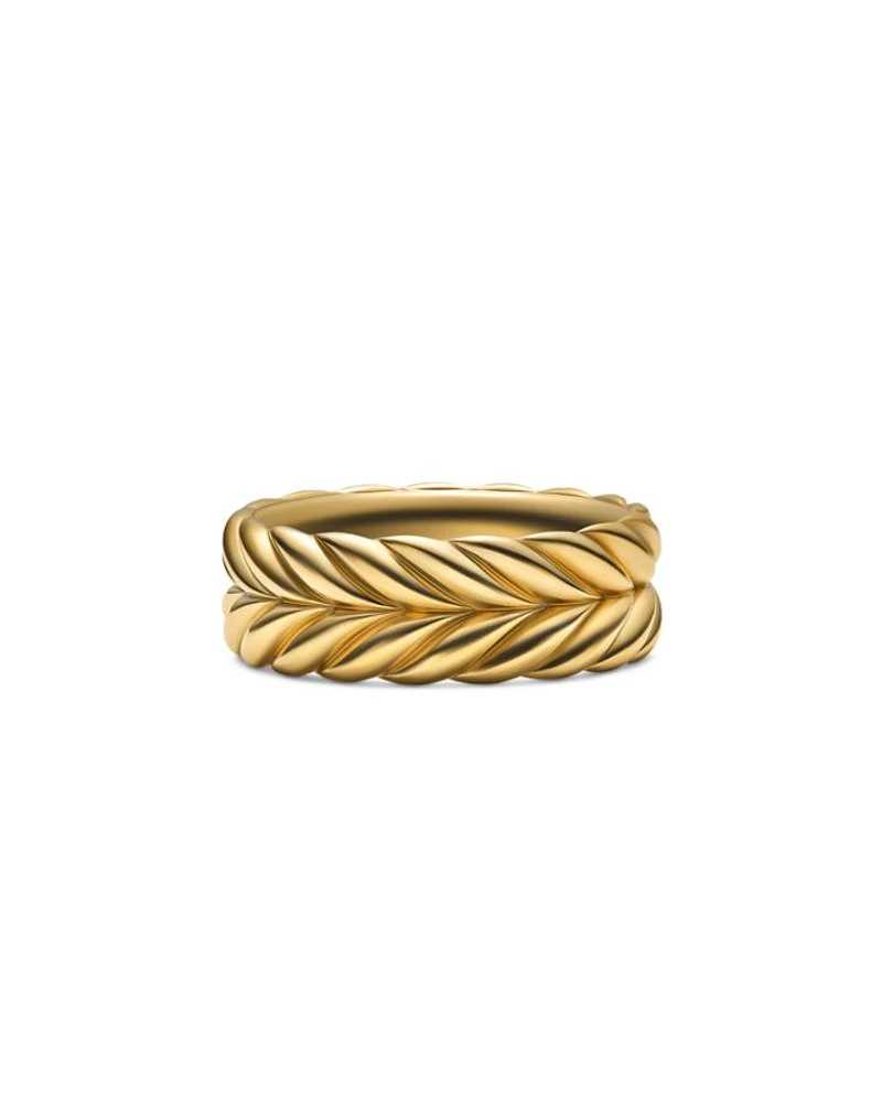 Men's 18K Yellow Gold Chevron Double Row Band