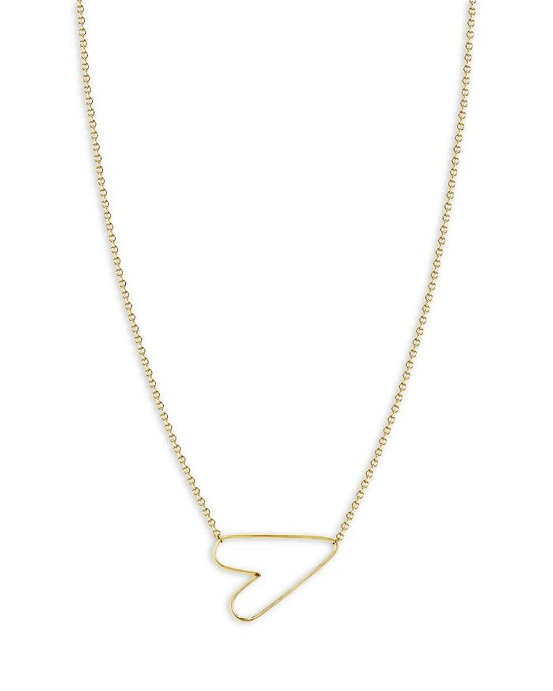 Classic Hammered Heart Necklace in 14K Yellow Gold, 14"