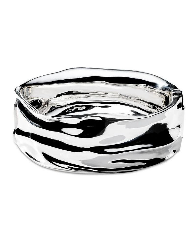 Sterling Silver 925 Classico Crush Wide Hinged Bangle Bracelet