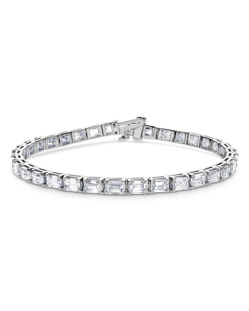 Certified Lab Grown Diamond Emerald Cut Tennis Bracelet in 18K White Gold, 11.75 tcw