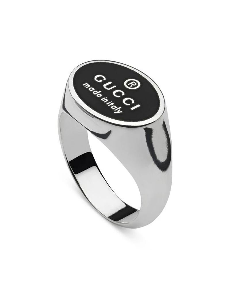 Sterling Silver Trademark Black Enamel Ring