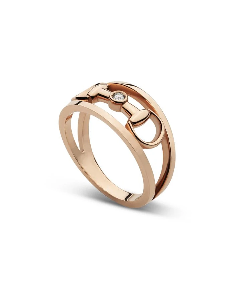 18K Rose Gold Horsebit Diamond Accent Openwork Ring