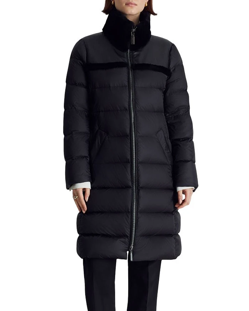 Milan Down Coat with Shearling Trim