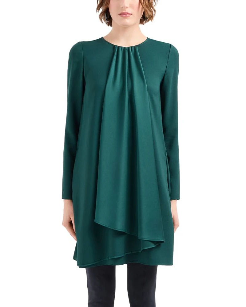 Crepe Satin Drape Front Dress