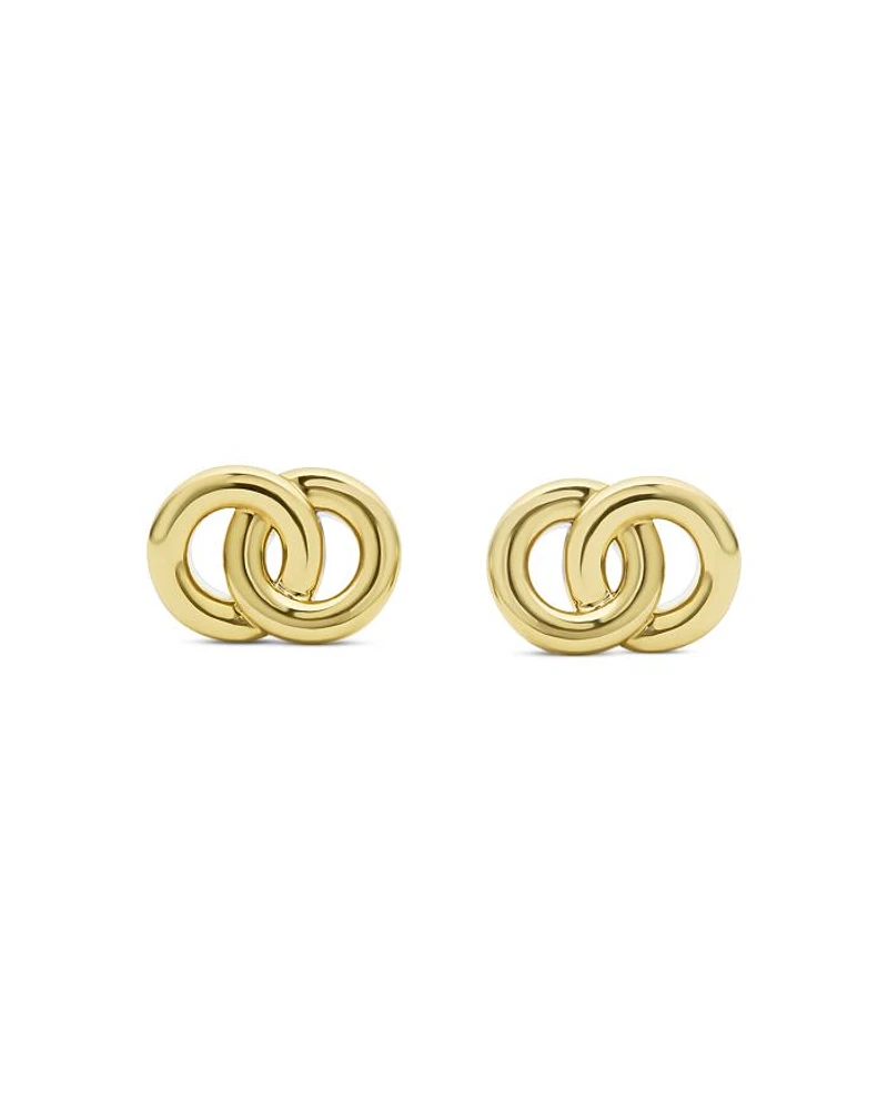 14K & 18K Yellow Gold & Sterling Silver Signature Caviar Interlocking Stud Earrings