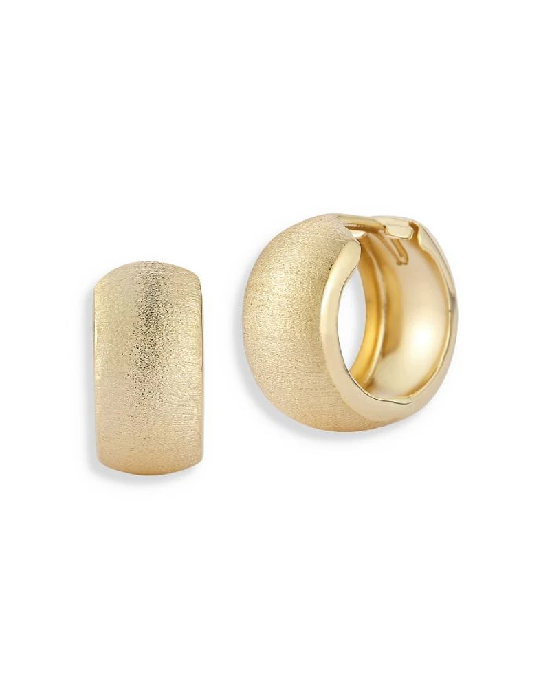 14K Yellow Gold Puffed Huggie Hoop Earrings
