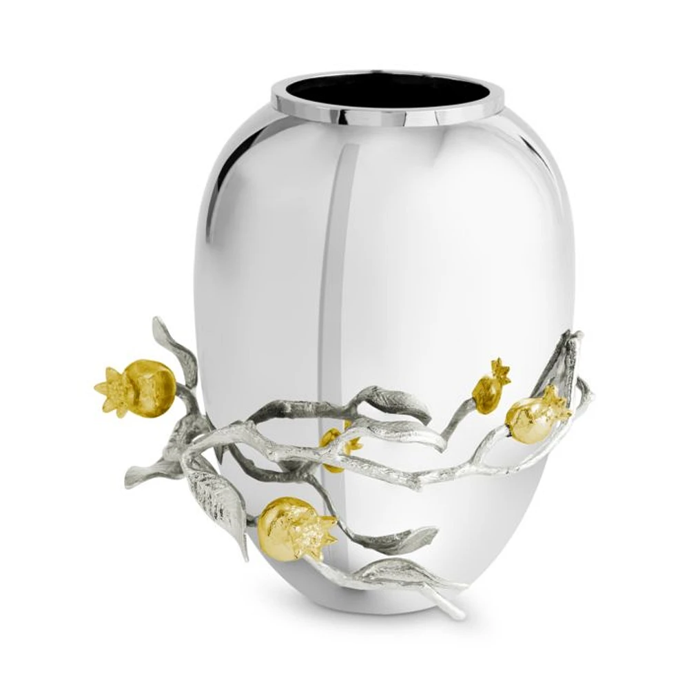 Pomegranate Silver and Gold Medium Vase