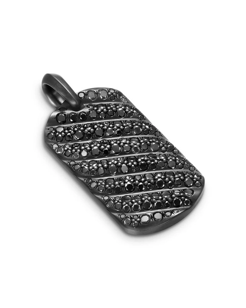 Men's Sculpted Cable Tag in Black Titanium with Black Diamonds, 35mm