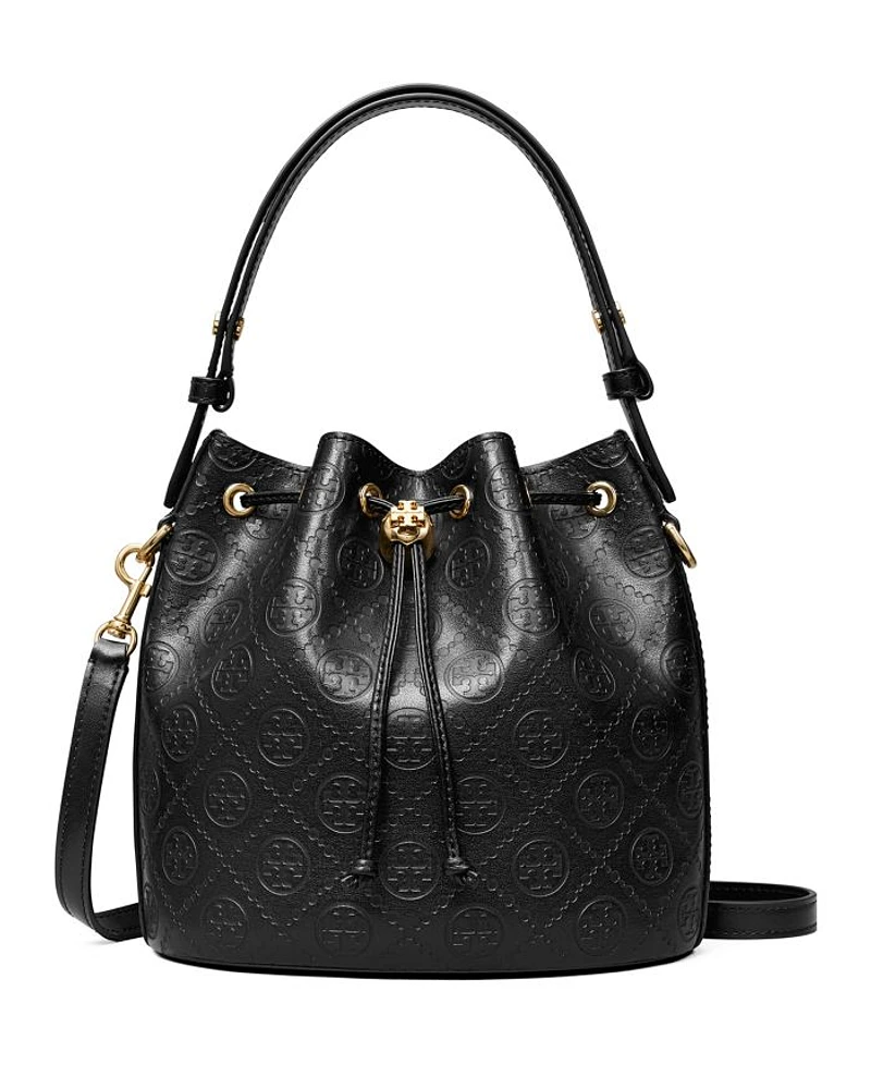 T Monogram Leather Bucket Bag