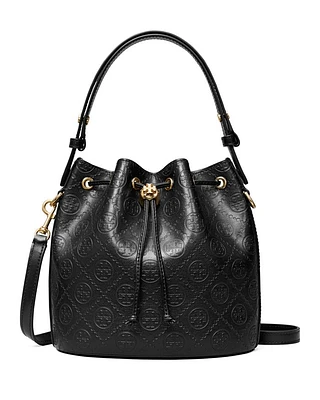 T Monogram Leather Bucket Bag