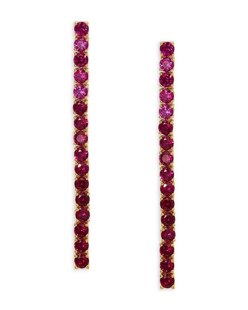Pink Cubic Zirconia Linear Drop Earrings