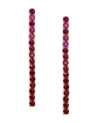 Pink Cubic Zirconia Linear Drop Earrings