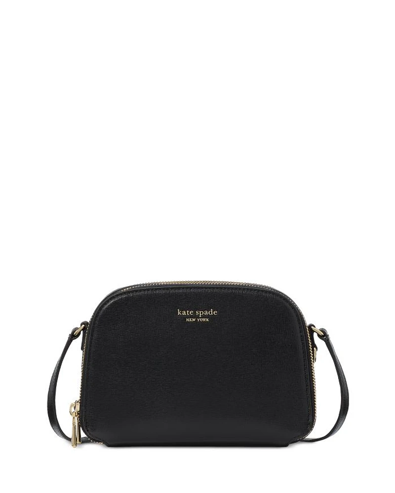Devin Mini Saffiano Leather Double Zip Dome Crossbody