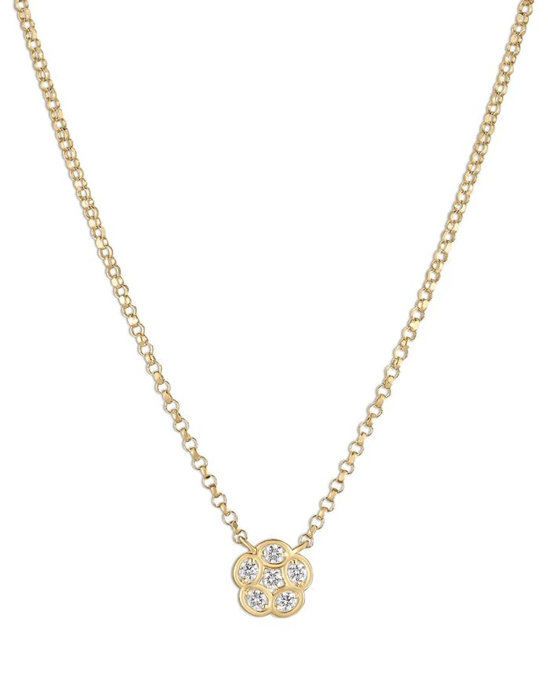 Roberto Coin 18K Yellow Gold Daisy Diamond Flower Pendant Necklace, 18"