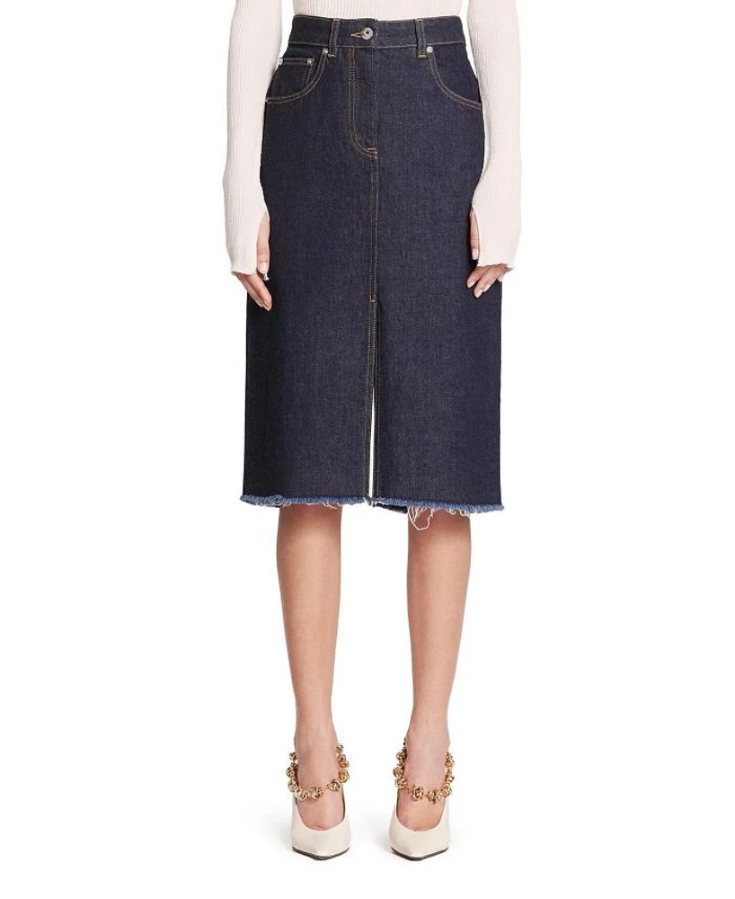 Mid-Length Straight Denim Skirt
