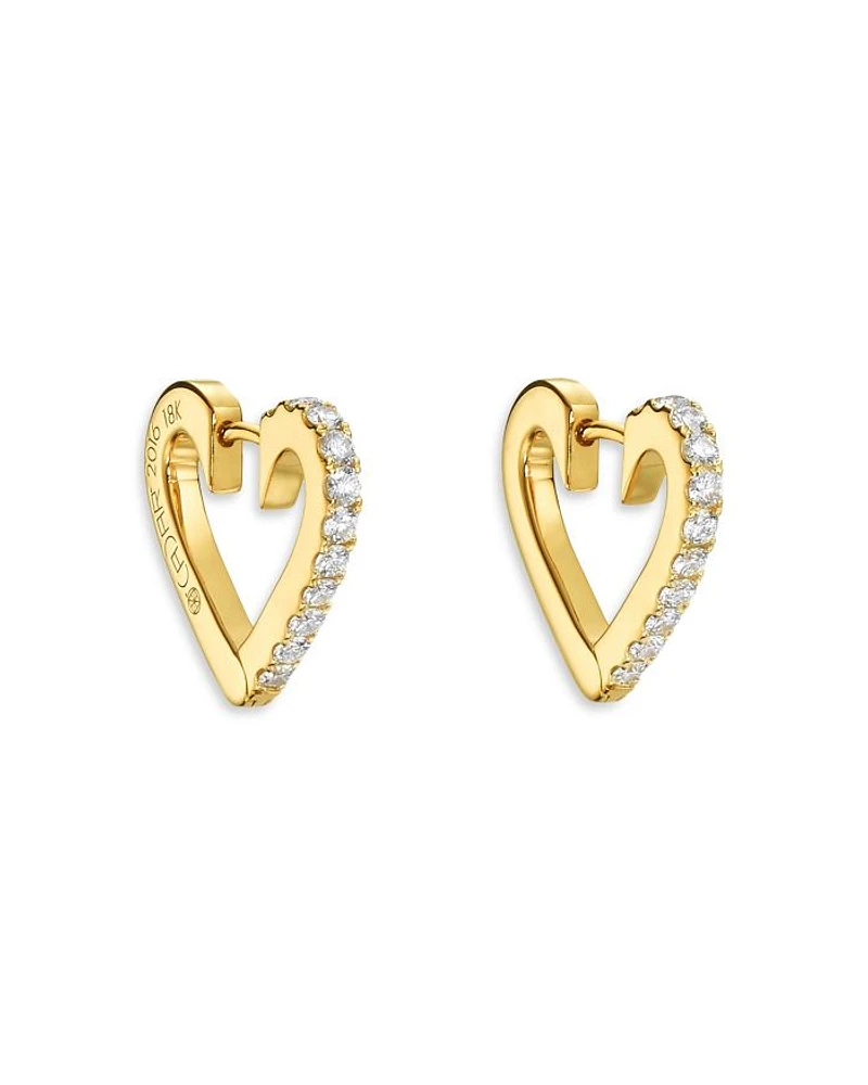 18K Yellow Gold Endless Hoop Earrings with Diamonds, 0.34 tcw