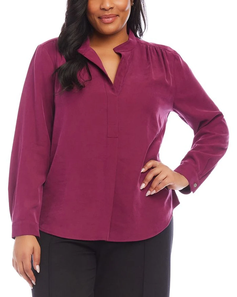Plus Mandarin Collar Top