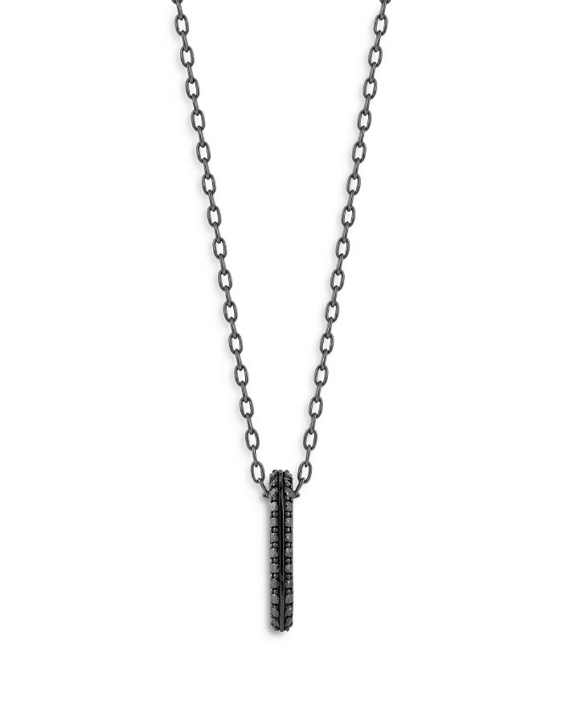 18K Black Gold Black Diamond Link Pendant Necklace, 24"