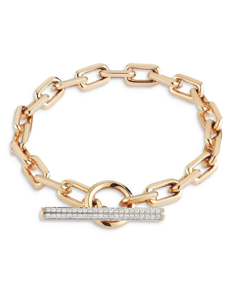 18K Rose Gold Diamond Toggle Chain Link Bracelet