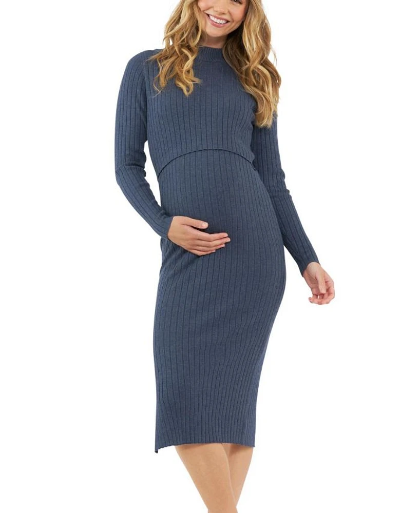 Nella Rib Nursing Knit Midi Dress