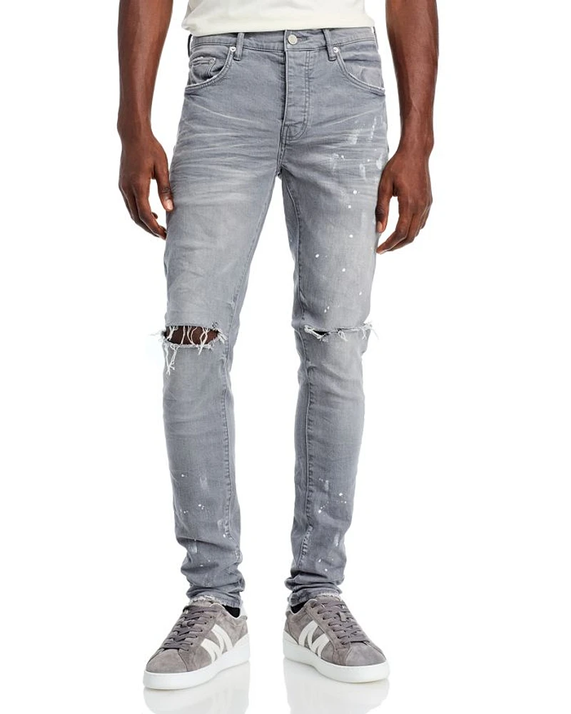 Gray Knee Slit Skinny Jeans