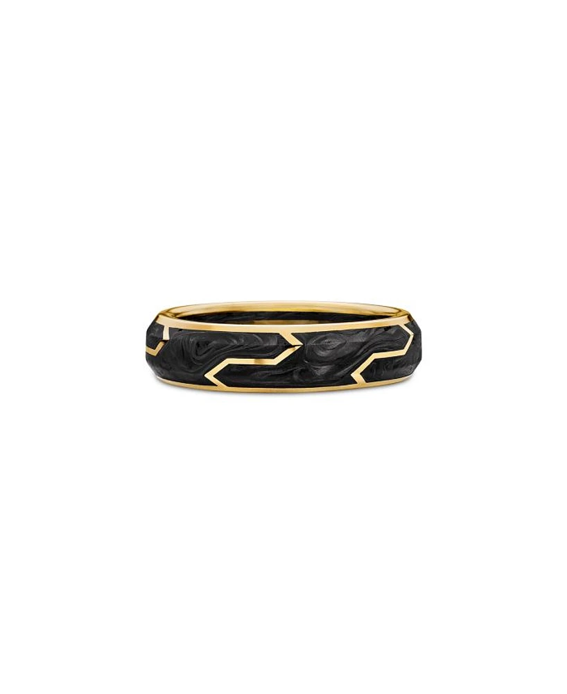 Men's Forged Carbon Band Ring 18K Gold