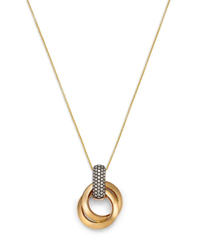 Diamond Double Circle Necklace in 14K Yellow Gold, 0.45 tcw